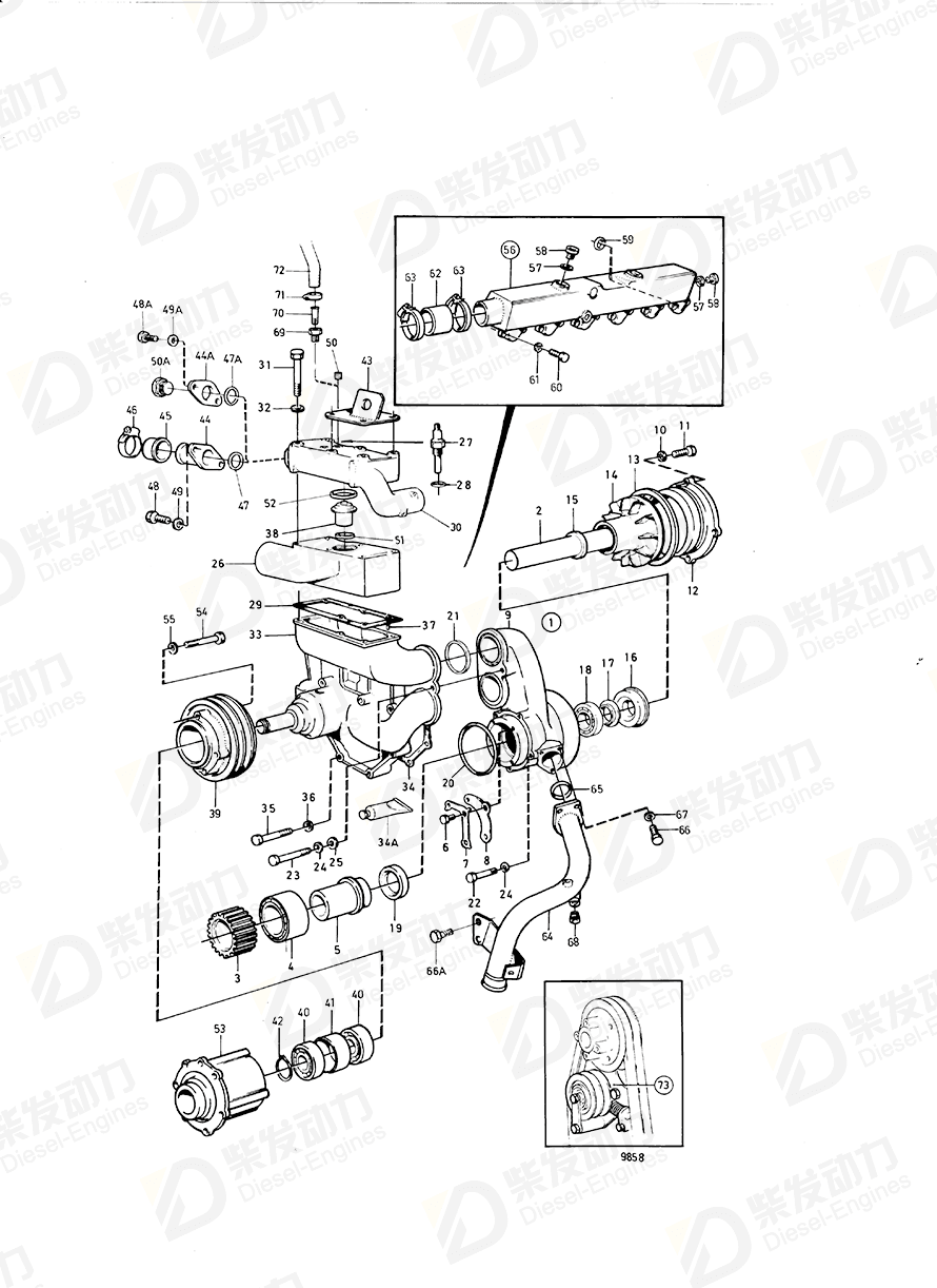 VOLVO Thermostat housing 470396 Drawing VOLVO Thermostat housing 470396 Drawing
